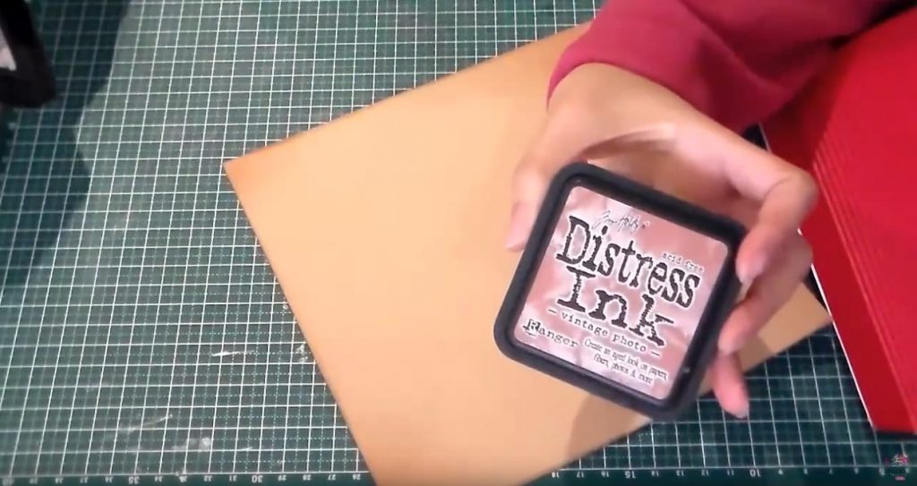 Pasos para hacer la tarjeta cartulina tinta distress ink