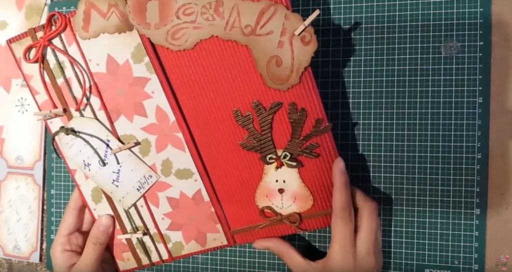Últimos pasos para realizar la tarjeta de navidad reno decoración