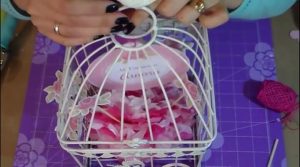 borla guardada en la jaula decorativa