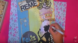 decoración de tarjeta femenina de scrapbook