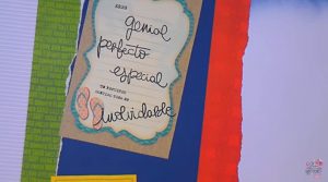 decoración con sellos en tarjeta de felicitación con acuarelas