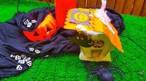 tutorial casa del terror, caja scrapbook de halloween