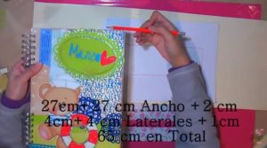 medidas para caja decorativa del  álbum scrapbook de bebé